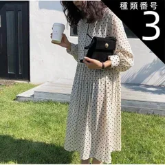 種類3：赤/L ドットワンピース ワンピース プリーツスカート シャツワンピース 膝丈 ひざ丈 膝下 袖あり 長袖 襟付き スタンドカラー 切り替えデザイン 大人可愛い きれいめ 上品 おしゃれ お洒落 レトロ 大人女子 ドット柄 水玉 春 秋 冬 10代 2