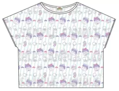 【中古】Tシャツ(キャラクター) 一松×ニャニィニュニェニョン 総柄Tシャツ パープル フリーサイズ 「おそ松さん×サンリオキャラクターズ」