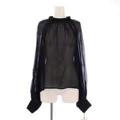 マッキントッシュ MACKINTOSH シアーシャツ ブラウス シースルー 長袖 ギャザー スタンドカラー 無地 8 紺 ネイビー タグ付き /BBのサムネイル