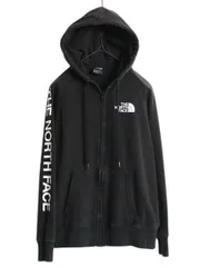 【お得なクーポン配布中!】 ノースフェイス フルジップ プリント スウェット フード パーカー レディース S / The North Face アウトドア トレーナー 袖プリント 黒