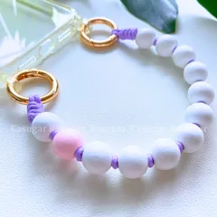 GLIMORA☆ウッド ビーズ ストラップ スマホ ハンド ストラップ 天然 木 製 ビーズ ウォレット チェーン キーホルダー バッグチャーム ベイビー ブランケットク シューズ クリップ 犬 猫 手首 ブレスレット 携帯 リスト ストラップ KASUGAR