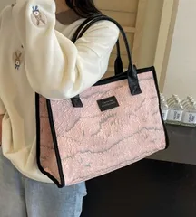 レディース スクエアバッグ ジャガード スクエアトート おしゃれ A4大容量かばん 通勤通学 オフィスカジュアル鞄韓国風 手提げバッグ