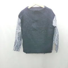 ◇ ⊇ COLLAGE GALLARDAGALANTE 異素材ミックス ニットシャツ 長袖 カットソー サイズF ネイビー ブルー系 レディース E  【1410290068083】