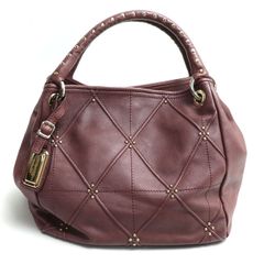 PLINIO VISONA スタッズ ハンドバッグ ワインレッド レディース 中古