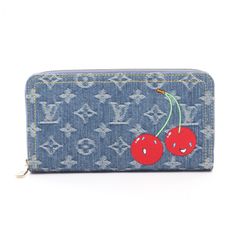 LOUIS VUITTON ルイ・ヴィトン LOUIS VUITTON × 村上隆 ジッピーウォレット モノグラムチェリーデニム ラウンド長財布
