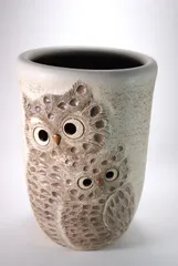 【信楽焼 陶器 傘立 】　ペアふくろう透し彫傘立 　新品 （信楽焼・陶器・傘立・梅雨・玄関・和風おしゃれ）