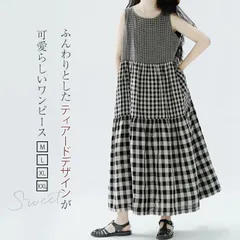 ワンピース 夏 タンクトップワンピース レディース ロング チェック きれいめ フレア ノースリーブ 春夏 切り替え ティアード Aライン ロングワンピース フレアワンピース 大きサイズ かわいい ギンガムチェック hyxz30