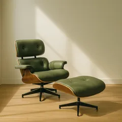 美品】KEBE レザー リクライニング ラウンジ チェア オットマン グリーン