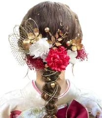 【9色展開】 成人式 髪飾り 卒業式 振袖 和装 着物 袴 浴衣に 七五三 ドライフラワー [JZOON] 金箔 和玉 組紐 水引き かすみ草 網型飾り 専用ケース付き A1101