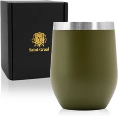 SaintGraal ステンレス タンブラー 真空断熱 おしゃれ プレゼント 誕生日 父の日 父親 男性 ギフト お酒 ウイスキー グッズ( モスグリーン)