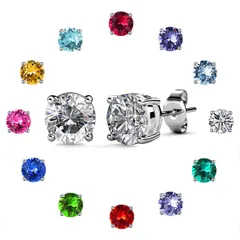 【新着商品】採用 クリスタル 金属アレルギー対応 スワロフスキー イヤリング 誕生日プレゼント 8月誕生石 人気 レディース 925 メンズ おしゃれ シルバー シンプル 2個セット ピアス 4本爪 5mm KUKA.JEWEL (8月誕生石)