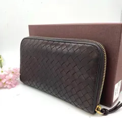 ボッテガヴェネタ 長財布 イントレ ラウンド 革 茶 カード FS209