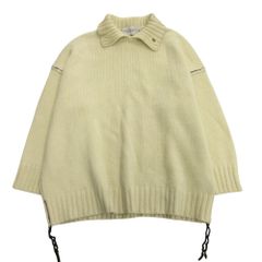 P.E.O.T.W AG ピーイーオーティーダブリューエージー ニット セーター 襟付き ウール アルパカ オーバーサイズ 1 ベージュ メンズ 古着 中古 USED