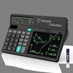 【人気商品】Wicue 電卓付きメモ帳 ６インチ デジタルメモ 大型LCDディスプレイ 、12桁 計算機＆電子メモパッド2in1、磁気ペン付き電卓 太陽光発電とバッテリー電源をサポートし、学校、オフィス、仕事、学生に適しています