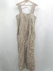 ◇ Θ tang 無地 ノースリーブ オールインワン サロペット オーバーオール サイズ36 ライトブラウン系 レディース E  【1507030012533】