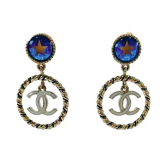 CHANEL スター ロープ ココマーク ピアス ブルー ゴールド 9746 CHANEL シャネル スター ロープ サークル ココマーク ピアス
