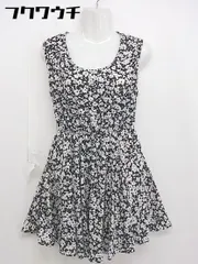 ◇ MAJESTIC LEGON マジェスティックレゴン 総柄 ノースリーブ ミニ ワンピース サイズF ブラック オフホワイト レディース 【中古】 【1105250003524】のサムネイル