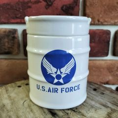 ドラム缶型アシュトレイ・灰皿/USエアフォース・ホワイト/アメリカン雑貨　ガレージ　オブジェ