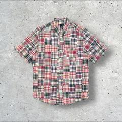 Gap チェック パッチワーク ボタンダウン ビッグサイズ 半袖 シャツ XL