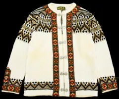 80s ノルウェー製 nordstrikk ノルディック柄 チロリアンテープ ウールニット カーディガン 44★A ビンテージ ユーロ フェアアイル