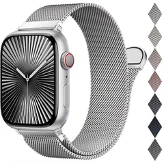 EPULY コンパチブル アップルウォッチバンド 49mm 46mm 45mm 44mm 42mm 41mm 40mm 38mm Apple Watch用のバンド マグネットクラスプ ステンレス鋼 メッシュ 通気 男女兼用 長さ調節 Watch Serie