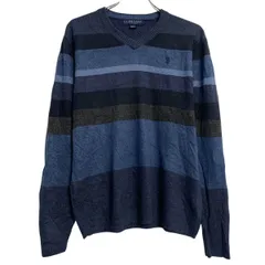 U.S.POLO ASSN. アクリルニット セーター M ネイビー ユーエスポロアッスン プルオーバー Ｖネック 古着卸 アメリカ仕入 a612-5340