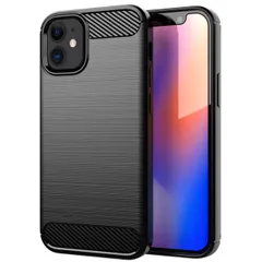 iPhone12 mini ケース アイフォン12ミニ  カーボン調 薄型 耐衝撃 ソフト ケース 【Color】 ブラック