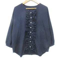 美品 ダーマコレクション トップス 総柄 シルク100% 1 ネイビー - メルカリ