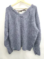 ◇ ⊇ classicalelf クラシカルエルフ Vネック 起毛 長袖 プルオーバー ニット サイズM ネイビー レディース E  【1506110016102】