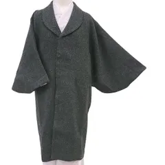 コート 和装コート ウール100％ グレー ロング Ｍサイズ へちま衿 防寒 新品 未着用品 道中着 長コート 長羽織 防寒 厳寒 秋冬 No.3-0207