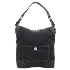 【本物保証】 超美品 コーチ COACH シグネチャー ワンショルダーバッグ 10981 ショルダーバッグ バッグ 黒 ブラック シルバー金具