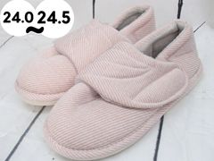 【綿のスリッパ】レディース コットンニットスリッパ ピンク 24㎝~24.5㎝ 250514W019