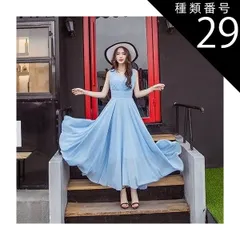 種類29：ピンク/L シフォンワンピース シフォンドレス ドレスワンピース ワンピース ドレス フレアワンピース シフォンワンピース ロング ロング丈 マキシ マキシ丈 9分丈 袖なし ノースリーブ Vネック カシュクール フレア セミフレア Aライン シフォ