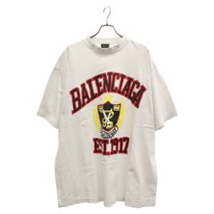 BALENCIAGA (バレンシアガ) 22SS MEDIUM FIT COLLEGE T-SHIRT ミディアムフィット ダメージ加工 カレッジロゴプリント 半袖Tシャツ カットソー 739784 T0VK1