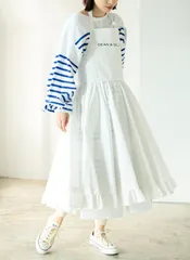 DEAN＆DELUCA×BEAMS COUTUREギャザーエプロンドレス白 DEAN＆DELUCA×BEAMS COUTURE ギャザーのエプロンドレス ホワイト