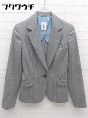 ◇ P.S.FA ストライプ シングル 1B 長袖 テーラード ジャケット サイズ7AR グレー ベージュ レディース 【1002801239565】