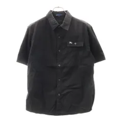 BURBERRY BLUE LABEL (バーバリーブルーレーベル) ロゴ刺繍 レギュラーカラー 半袖ワークシャツ E3M11-140-09 ブラックのサムネイル