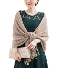 [グリーンパキラ] ストール レディース 大判 薄手 春 夏 ラメ入り きらきら UVカット ショール 結婚式 パーティー 羽織 プレゼント ギフト シフォン スカーフ 上品 母の日 40代 50代 60代 70代 冷房対策 秋 冬 ボレロ ポン [ブラウン]