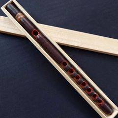 【龍笛】古管 本煤竹 本漆 籐巻 赤系色 桐箱付き／雅楽／神楽