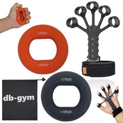 db⁻gym 握力トレーナーセット フィンガートレーナー リストトレーナー 指トレ 前腕 握力 筋トレ 筋力トレーニング (中級)