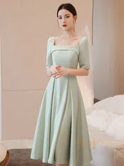 ドレスワンピース レディース ワンピース ドレス パーティードレス シンプル ミモレ丈 Aライン おしゃれ 花嫁 およばれ  女子会 二次会 フォーマル 通勤  結婚式 謝恩会 体型カバー yuanmeng48