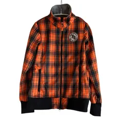 Z1566FILA GOLF フィラゴルフ ジップジャケット パーカー チェック柄 オレンジ系 メンズ Lサイズ