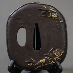 菖蒲と蝸牛 金工鐔 鍔 鉄地 象嵌 刀装具 日本刀 江戸時代 骨董 武具 菖蒲と蝸牛金工鐔鍔鉄地象嵌刀装具日本刀江戸時代骨董武具