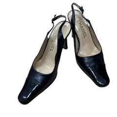 CHANEL　シャネル　ココマーク　レザー×パテント　パンプス　34 1/2　ブラック　黒のサムネイル