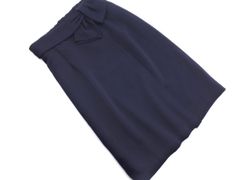 Couture brooch クチュールブローチ リボンモチーフ スカート size38/濃紺 ■■ レディース