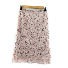 グリーンレーベルリラクシング ユナイテッドアローズ green label relaxing フレアスカート ミモレ丈 総レース 花柄 36 ピンク /SY25