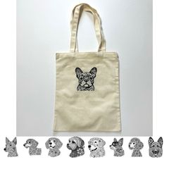 選べる犬のボタニカル柄刺繍トートバッグ（A4サイズ）