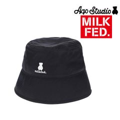 帽子 バケットハット ミルクフェド アコスタジオ MILKFED x AQO STUDIOS BUCKET HAT 103241051009 ブランド アコベア レディース ハット 日よけ つば  ぼうし 可愛い おしゃれ 韓国 コラボ 黒 ブラック バケハ