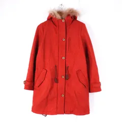 フィールドドリーム フーデットコート ウール混 ラクーンファー モッズコート アウター レディース Lサイズ ブラウン field/dream 【中古】