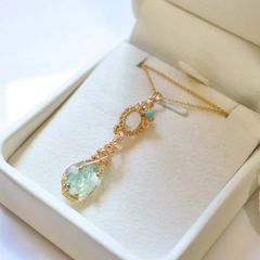 アンダラクリスタルとロイヤルブルームーンストーンのワイヤージュエリーネックレス◆